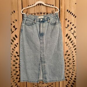 MNG Cotton Midi Denim Skirt W/ Slit